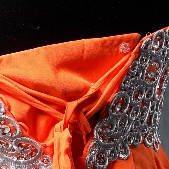 NWT May Queen | Orange Embellished Corset-Back Empire-Waist Dress- sz 8 - Picture 7 of 8